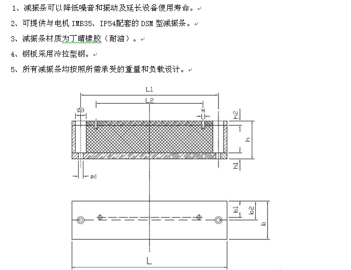 DSM型橡胶减震条结构图